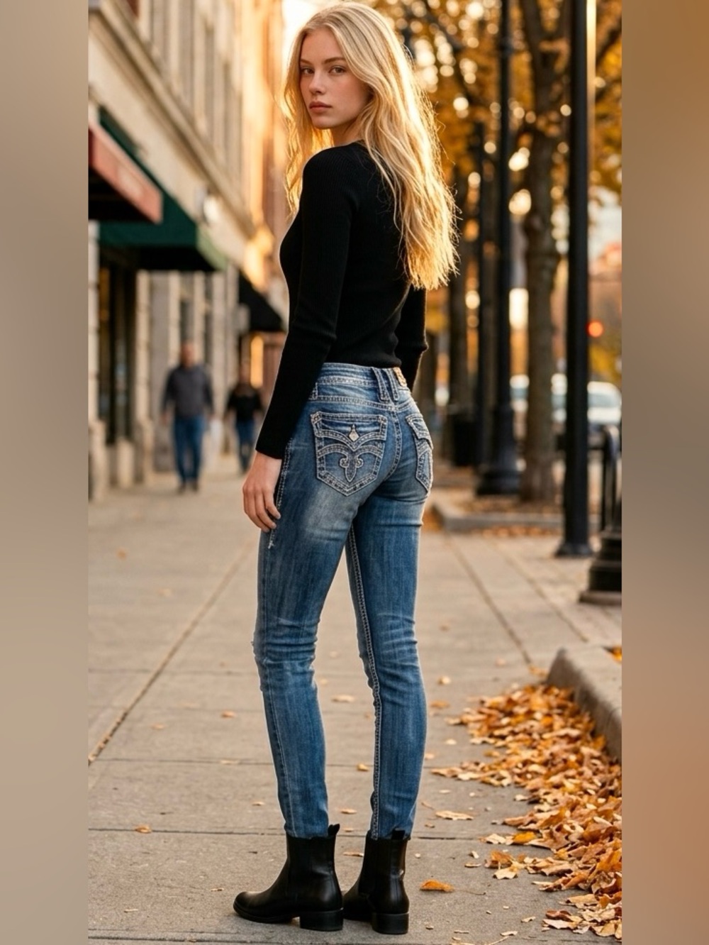 Rock Revival Y2K Straight Leg Jeans with Embroidered Back Pockets